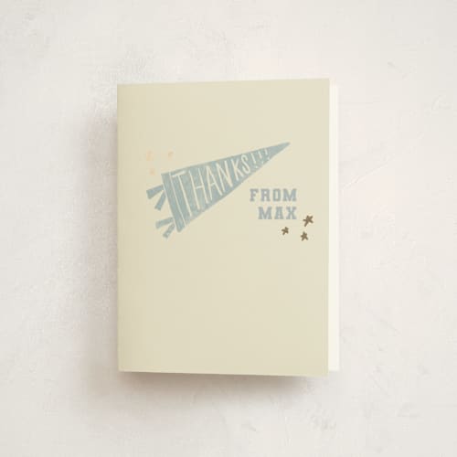 This is a sky thank you cards with foil pressed by Rebekah Canavan called baseball birthday printing on strathmore in standard