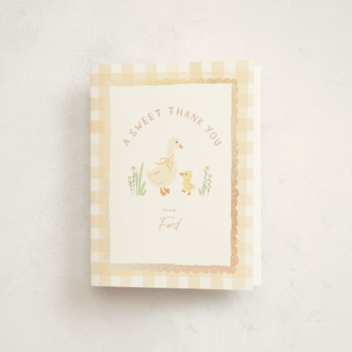 This is a buttercup thank you cards with foil pressed by Creo Study called vintage goose printing on strathmore in standard