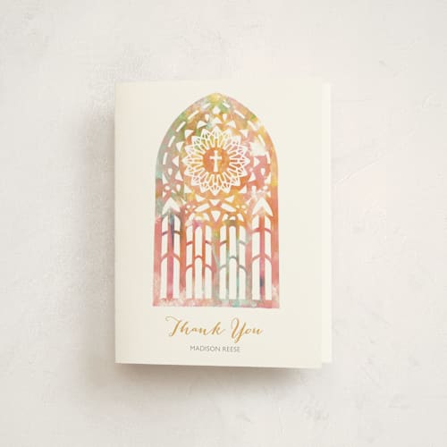 This is a surprise kids thank you cards with standard by Lady Noble called pretty window printing on strathmore in standard
