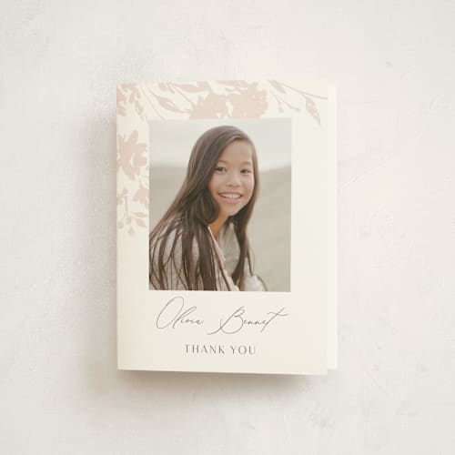 This is a peony kids thank you cards with standard by Nicoletta Savod called blushed printing on strathmore in standard