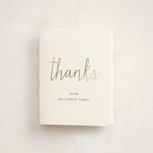 This is a snow kids thank you cards with foil pressed by Luckybug Designs called all clean printing on strathmore in standard