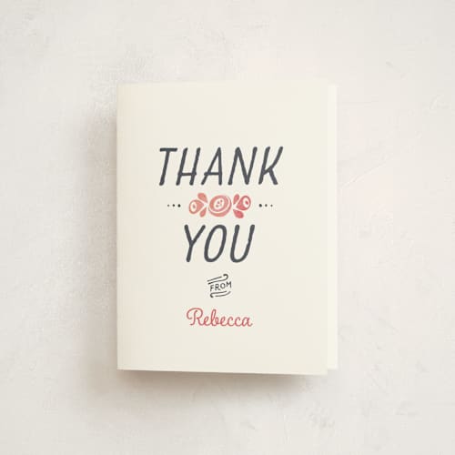 This is a blush kids thank you cards with standard by Kimberly Morgan called baptism wreath printing on strathmore in standard