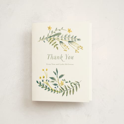 This is a lime kids thank you cards with standard by Morgan Ramberg called cheerful blessing printing on strathmore in standard