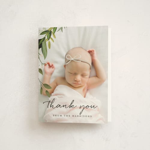 This is a fern kids thank you cards with standard by Susan Moyal called vines of green printing on strathmore in standard