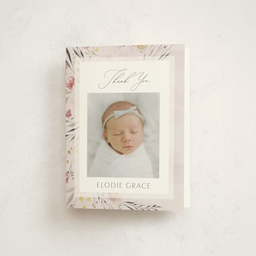 This is a peony kids thank you cards with standard by Nicoletta Savod called primavera printing on strathmore in standard