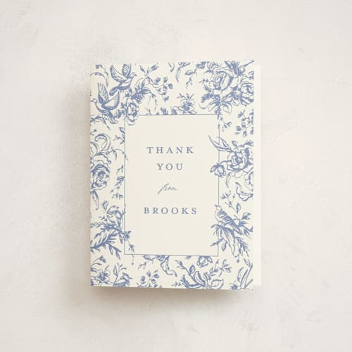 This is a blueberry kids thank you cards with standard by Teju Reval called dreamy toile printing on strathmore in standard
