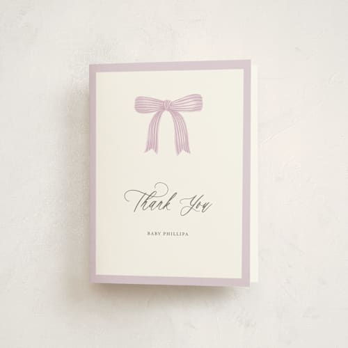 This is a lavender kids thank you cards with standard by Paper Raven Co. called dainty garden printing on strathmore in standard
