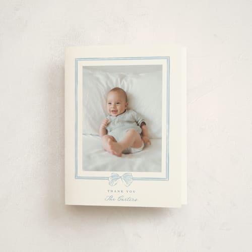 This is a lagoon kids thank you cards with standard by Leah Bisch called bow frame printing on strathmore in standard