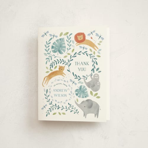 This is a palm kids thank you cards with standard by Sarah Knight called its getting wild printing on strathmore in standard