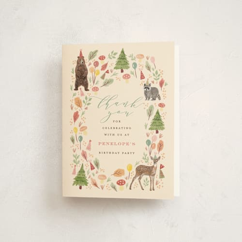This is a sunshine kids thank you cards with standard by iamtanya called woodland celebration printing on strathmore in standard