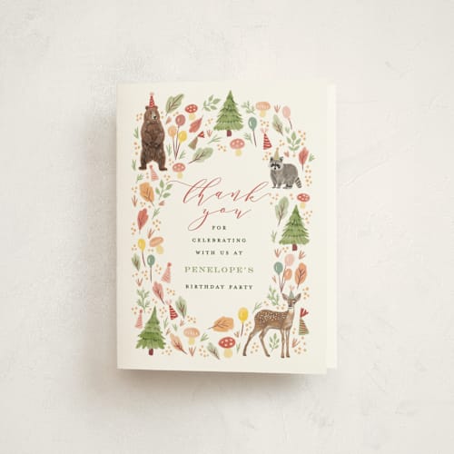 This is a cloud kids thank you cards with standard by iamtanya called woodland celebration printing on strathmore in standard