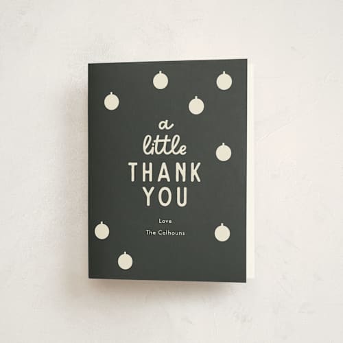 This is a noir kids thank you cards with standard by Baumbirdy called a little pumpkin printing on strathmore in standard