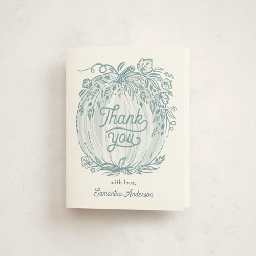 This is a frost kids thank you cards with standard by Paper Sun Studio called little pumpkin printing on strathmore in standard