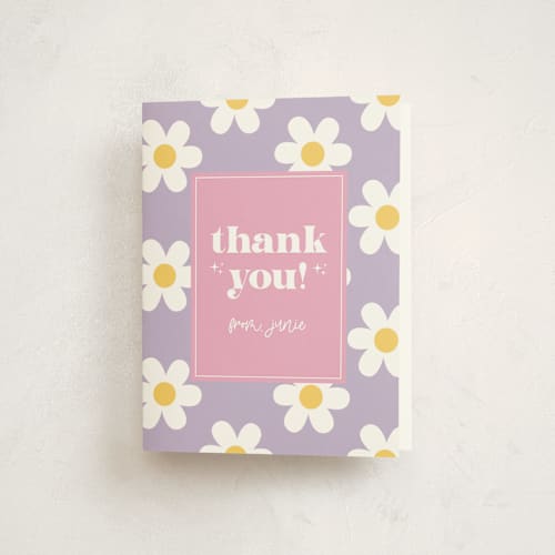 This is a grape kids thank you cards with standard by Little Print Design called daisys printing on strathmore in standard