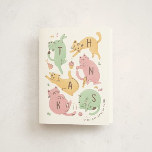 This is a mashmallow kids thank you cards with standard by Shannon Chen of Four Wet Feet Studio called let's pawty printing on strathmore in standard