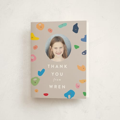 This is a bouldering kids thank you cards with standard by Alethea and Ruth called bouldering printing on strathmore in standard