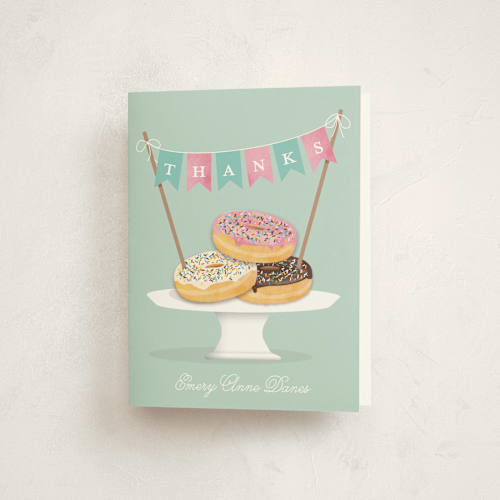 This is a neptune kids thank you cards with standard by Kerry Doyle called everyone loves donuts printing on strathmore in standard