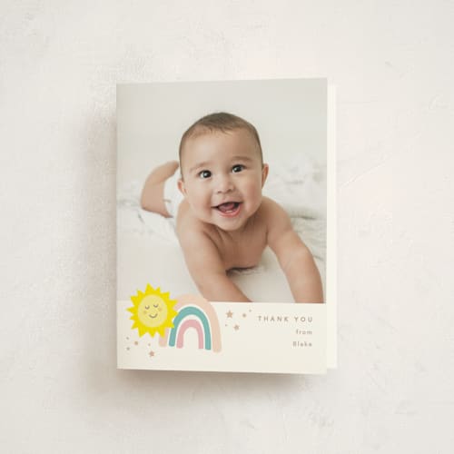 This is a rainbow kids thank you cards with standard by Creo Study called so fun to be one printing on strathmore in standard