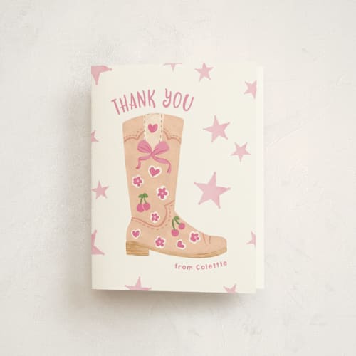 This is a rose kids thank you cards with standard by Creo Study called lets rodeo printing on strathmore in standard