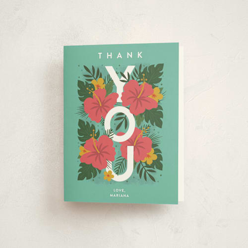 This is a evergreen kids thank you cards with standard by Joanne James called festive one printing on strathmore in standard
