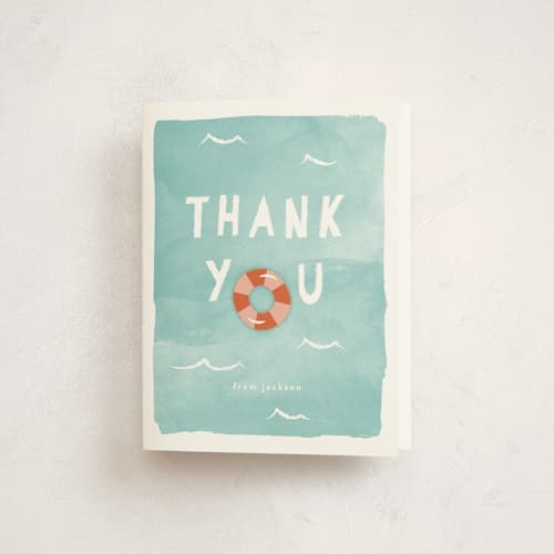 This is a palm springs kids thank you cards with standard by Robert and Stella called pool party printing on strathmore in standard