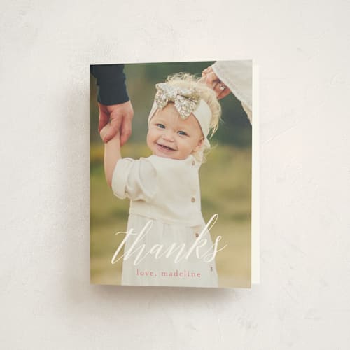 This is a bubblegum kids thank you cards with standard by Phrosné Barwood called floral balloon printing on strathmore in standard