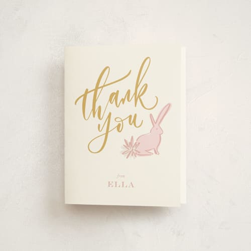 This is a peony kids thank you cards with standard by Julie Murray called some bunny printing on strathmore in standard
