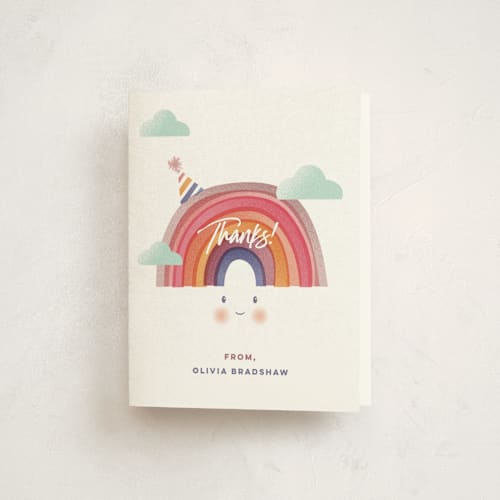 This is a dirt kids thank you cards with standard by fatfatin called little rainbow printing on strathmore in standard