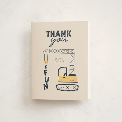 This is a mint kids thank you cards with standard by Britt called ready two dig printing on strathmore in standard