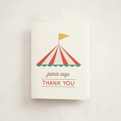 This is a citrus kids thank you cards with standard by Anupama called theme park printing on strathmore in standard
