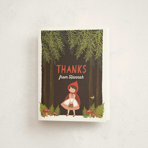 This is a candy apple kids thank you cards with standard by Karidy Walker called through the woods printing on strathmore in standard
