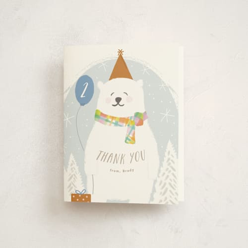 This is a hazelnut kids thank you cards with standard by Creo Study called winter fun printing on strathmore in standard