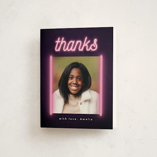 This is a lazer green kids thank you cards with standard by Hudson meet Rose called glow printing on strathmore in standard