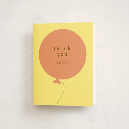 This is a sunset kids thank you cards with standard by Baumbirdy called balloon printing on strathmore in standard