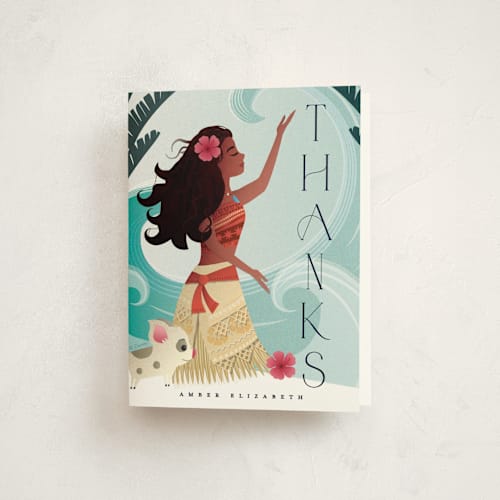 This is a ocean kids thank you cards with standard by Ana de Sousa called disney's moana of motunui printing on strathmore in standard
