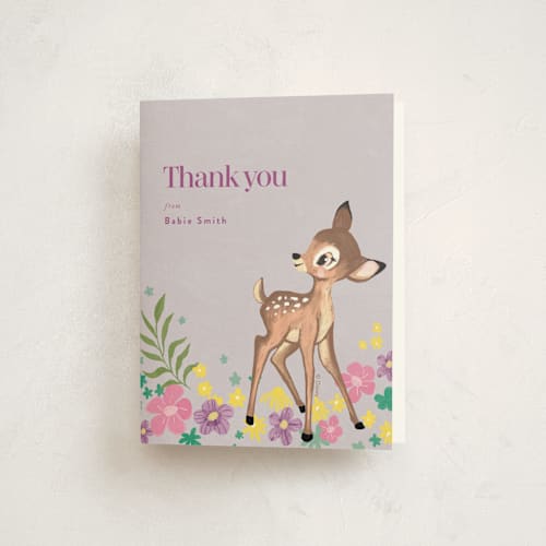 This is a lilac kids thank you cards with standard by Cass Loh called disney's magical bambi printing on strathmore in standard