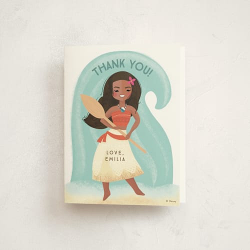 This is a shell kids thank you cards with standard by Itsy Belle Studio called disney's moana make way, make way printing on strathmore in standard