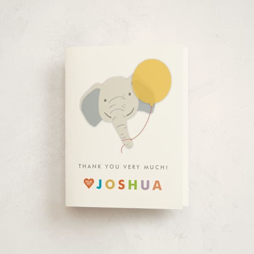 This is a classic kids thank you cards with standard by Snow and Ivy called safari party animals printing on strathmore in standard