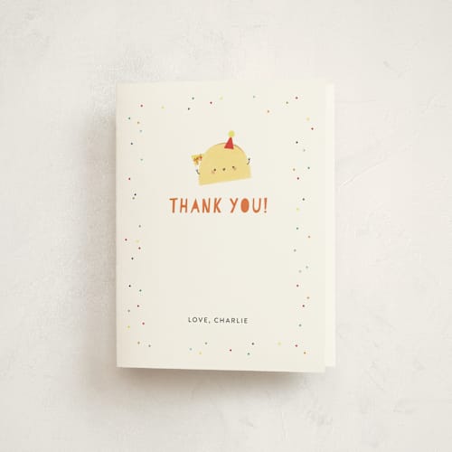 This is a spicy kids thank you cards with standard by Itsy Belle Studio called 1st fiesta printing on strathmore in standard