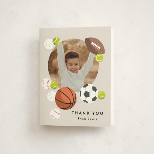 This is a fudge kids thank you cards with standard by Alethea and Ruth called have a ball printing on strathmore in standard