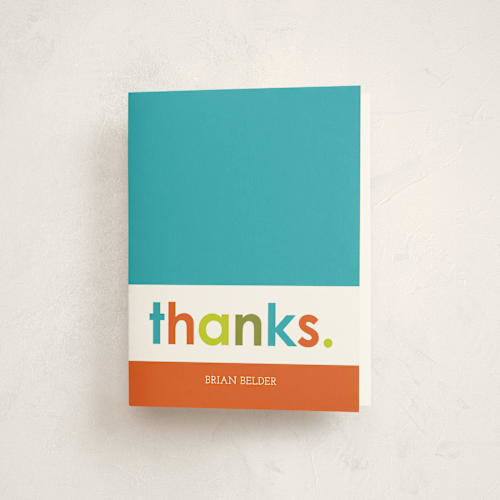 This is a teal kids thank you cards with standard by Denise Malacrea called colorful one printing on strathmore in standard