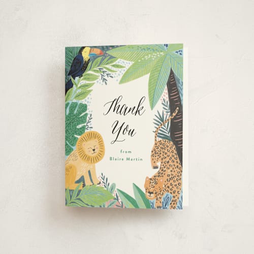 This is a canary kids thank you cards with standard by Alethea and Ruth called jungle animal sketchbook printing on strathmore in standard