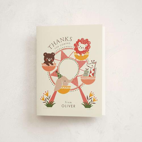 This is a apple kids thank you cards with standard by Vivian Yiwing called little carnival printing on strathmore in standard