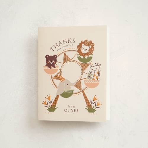 This is a forest kids thank you cards with standard by Vivian Yiwing called little carnival printing on strathmore in standard