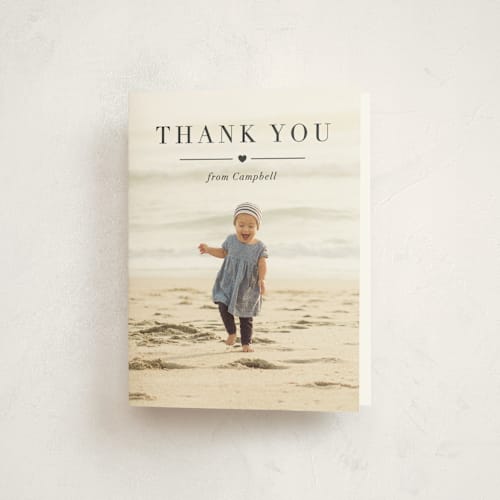 This is a pebble kids thank you cards with standard by Kasia Labocki called lovely printing on strathmore in standard