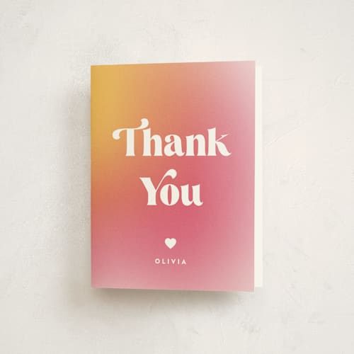 This is a coral kids thank you cards with standard by Nazia Hyder called tie dye party printing on strathmore in standard