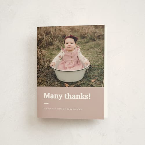 This is a blush kids thank you cards with standard by Adelyn T. called made it printing on strathmore in standard