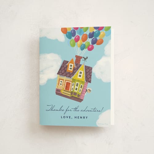 This is a sky kids thank you cards with standard by Brooke Chandler called disney and pixar's adventure is out there! printing on strathmore in standard
