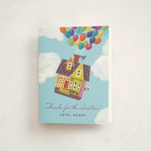 This is a balloon kids thank you cards with standard by Brooke Chandler called disney and pixar's adventure is out there! printing on strathmore in standard