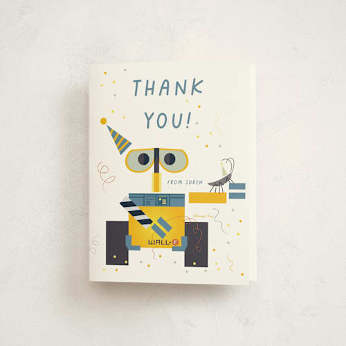 This is a pearl kids thank you cards with standard by Ani Somi called disney and pixar's wall-e and hal printing on strathmore in standard